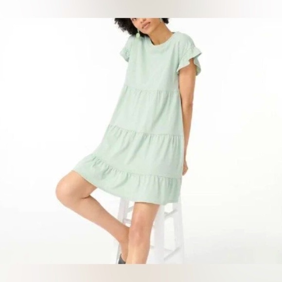 J. Crew Dresses & Skirts - NWT J. CREW "BROKEN IN JERSEY" TIERED DRESS IN LIGHT GREEN